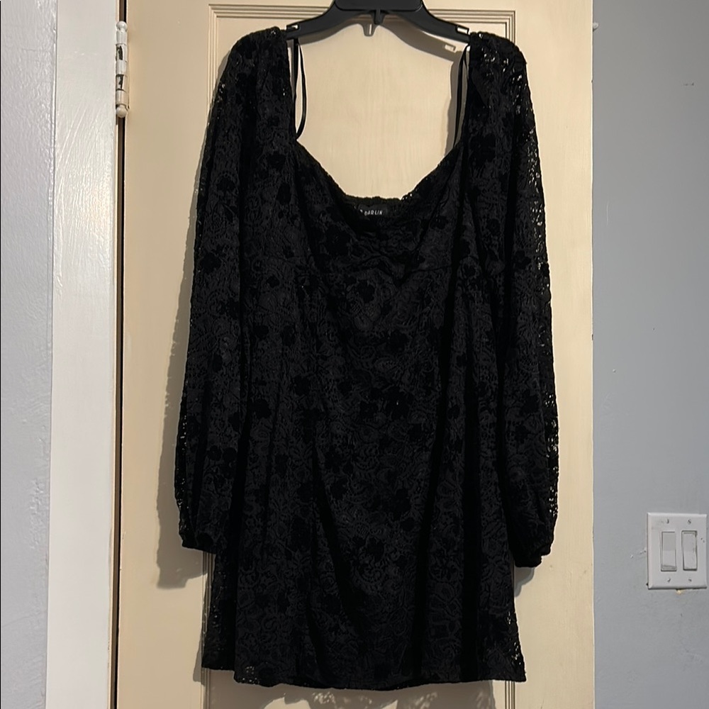 B Darlin Black Long Sleeve Bishop Sundress